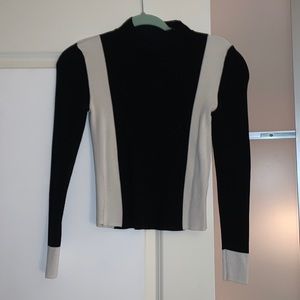 Zara black and white knit turtleneck